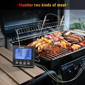 ThermoPro TP-17 Dual Probe Digital Cooking Meat Thermometer Large LCD Backlight Food Grill Thermometer Silver and Black