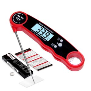 instant read meat thermometer, digital food thermometer for cooking, kitchen candy thermometer with fahrenheit & celsius (℉/℃) switch for oil deep dry bbq grill roast turkey smoker (red)