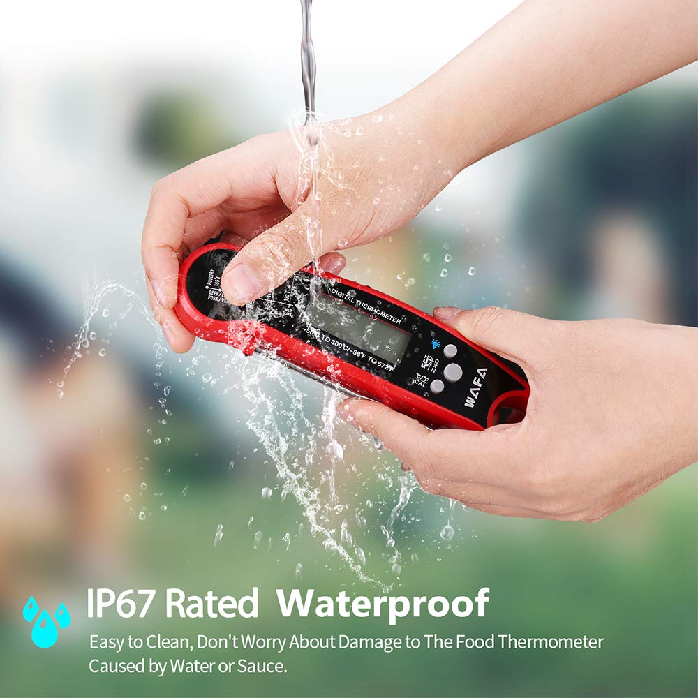 WAFA Instant Read Meat Thermometer, Waterproof Ultra Fast Cooking Thermometer with Bottle Opener Backlight and Calibration, Digital Food Thermometer for Kitchen, Outdoor Cooking, Grill and BBQ