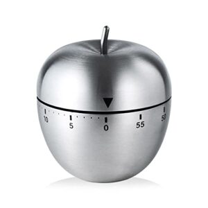 apple kitchen timer cute manual, stainless steel metal mechanical visual countdown cooking timer with loud alarm for kitchen cooking baking sports