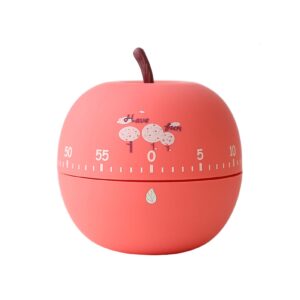 cute fruit kitchen timer kitchen craft mechanical wind up 60 minutes timer 360 degree rotating timer kitchen cooking timer (apple)