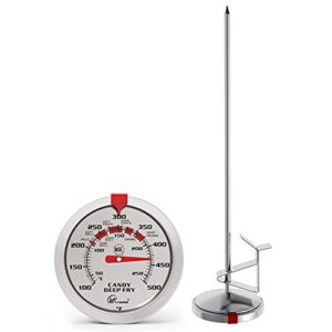 Oven Thermometers and Candy Thermometer with 8” Probe Waterproof dial, no Battery Required, Fast Instant Read Large 2.5" dial, …