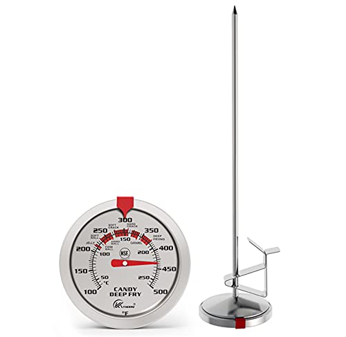 Oven Thermometers and Candy Thermometer with 8” Probe Waterproof dial, no Battery Required, Fast Instant Read Large 2.5" dial, …