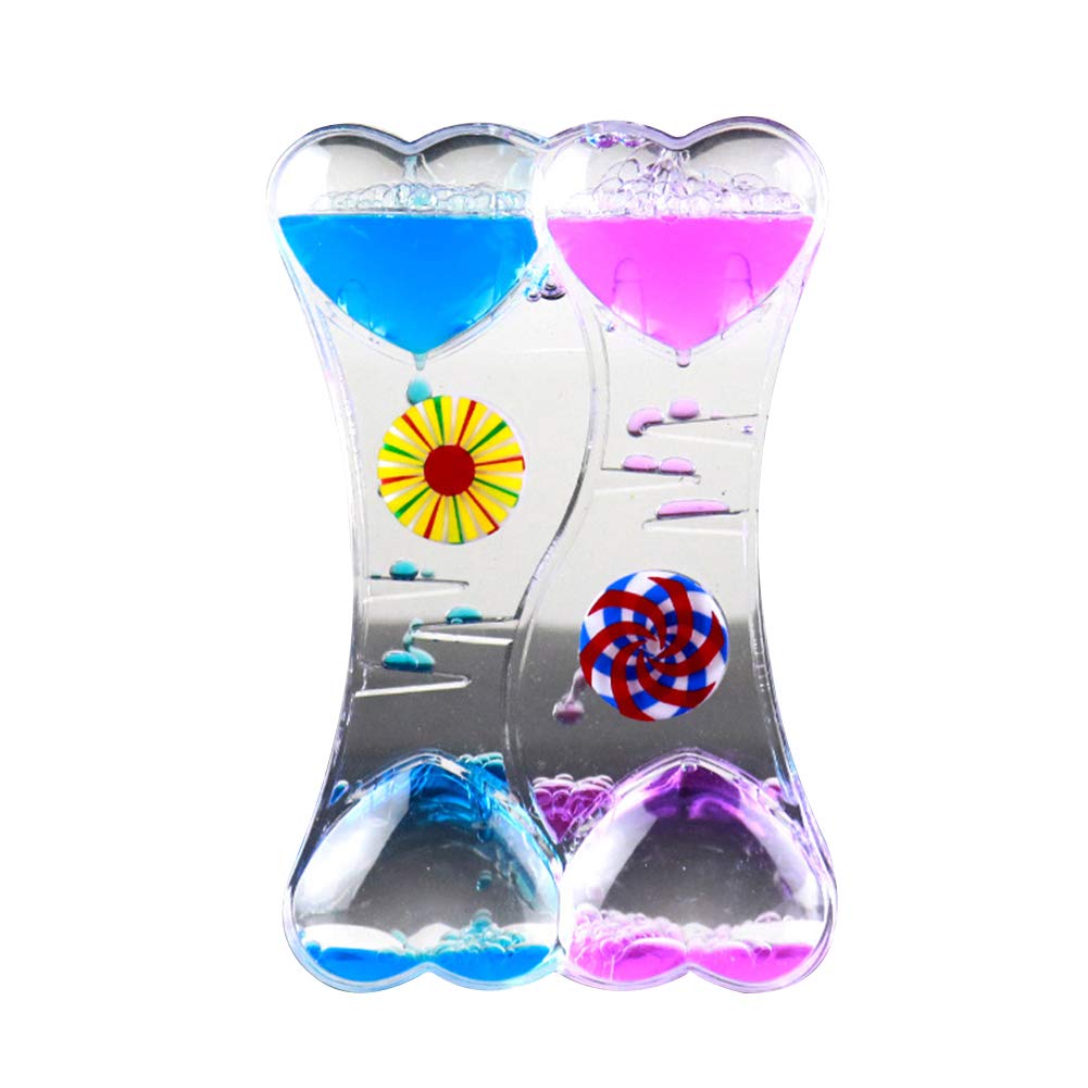 MG554zy0 Double Heart Liquid Motion Bubble Drip Oil Hourglass Timer Clock Kids Toy Gift Double Heart Liquid Motion Bubble Drip Oil Hourglass Timer Blue Pink