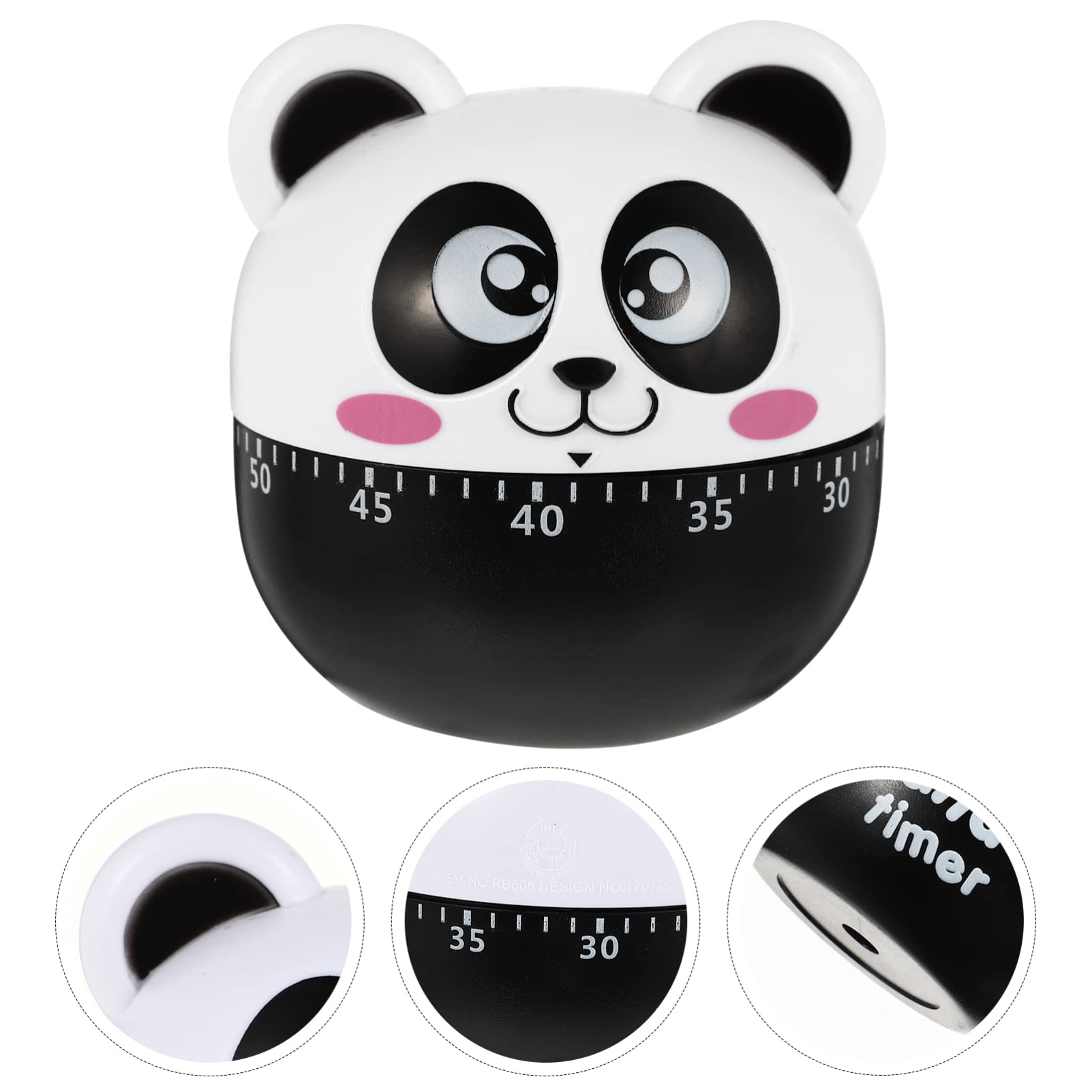 Panda Mechanical Kitchen Timer, Panda Mechanical Timer Cute Panda Timer for Kids, 60 Minutes Manual Countdown Timer Home, Study and Work Timer Reminder Cooking Animal Cooking Timer (Black)