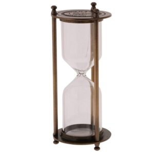 backbayia retro metal sandglass empty hourglass sand timer without sand for home office decoration (bronze - s)