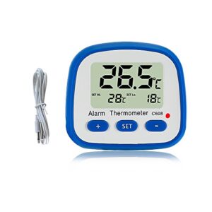 digital fridge freezer thermometer with magnet and stander easy readout refrigerator thermometer with led indicator hi lo temperature alarm freezer room thermometer with larger lcd display (1)