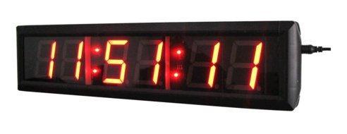 BestLED Large Wall Clock 2.3" High Character 6 Digits Red Color LED Digital Clock 12/24-Hour Display Real Time Clock Support Countdown/up Function in Hours Minutes Seconds