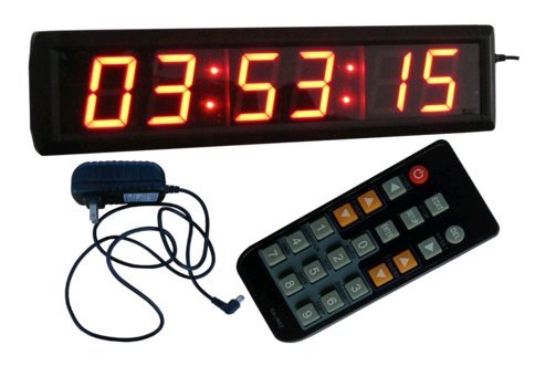 BestLED Large Wall Clock 2.3" High Character 6 Digits Red Color LED Digital Clock 12/24-Hour Display Real Time Clock Support Countdown/up Function in Hours Minutes Seconds