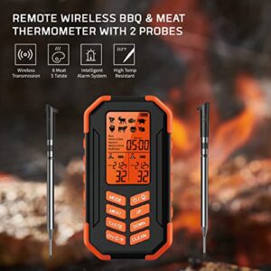 Wireless Meat Thermometer with 3 Probes for Grilling Smoking Oven Safe Wireless Barbecue Thermometer Double Needle Barbecue for Outdoor Barbecue Cooking Thermometer Storage and Charging