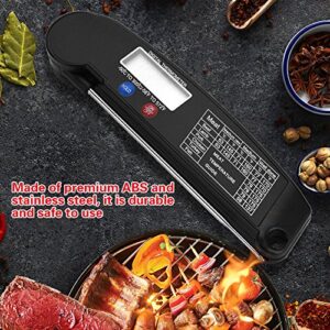 BBQ Meat Thermometer Ultra Thin Cooking Meat Thermometer Digital Folding Food Thermometer Probe for Grilling Oven Smoker Kitchen(Black)