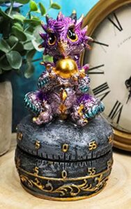 ebros gift metallic colored fantasy baby wyrmling dragon holding egg decorative kitchen timer figurine 60 minutes dragons dungeons cooking and baking essentials timers decor sculpture (purple drake)