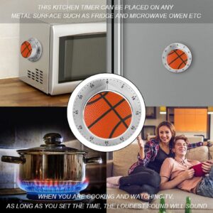 Kitchen Timer, Kitchen Timers for Cooking, Kitchen Timer Magnetic, Basketball Pattern Waterproof Time Timer Stainless Steel Multiuse for Home Baking Cooking Oven