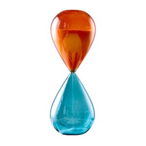 Falytemow 45 Minutes Double-Color Hourglass Translucent Glass Sand Timer, for Kitchen Child Brushing Teeth School Teaching