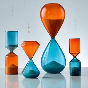 Falytemow 45 Minutes Double-Color Hourglass Translucent Glass Sand Timer, for Kitchen Child Brushing Teeth School Teaching