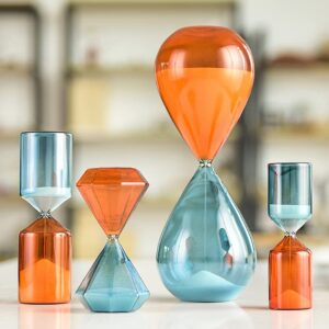 Falytemow 45 Minutes Double-Color Hourglass Translucent Glass Sand Timer, for Kitchen Child Brushing Teeth School Teaching