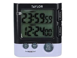 taylor dual kitchen timer and digital clock, plastic, 24 hours