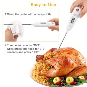 Regetek Instant Read Meat Thermometer Digital LCD Cooking with Long Probe Food Cooking Thermometer for Grill Oven BBQ Smoker Food Thermometer