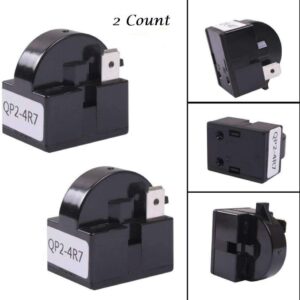 AKOAK 2 Pcs/Pack QP2-4R7 4.7 Ohm 1 Pin Refrigerator PTC Starter Relay Black