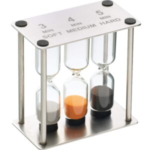 MasterClass Hourglass Triple Sand Timer, Soft Medium Hard-Boiled Eggs, Stainless Steel, 3,4,5 Minutes