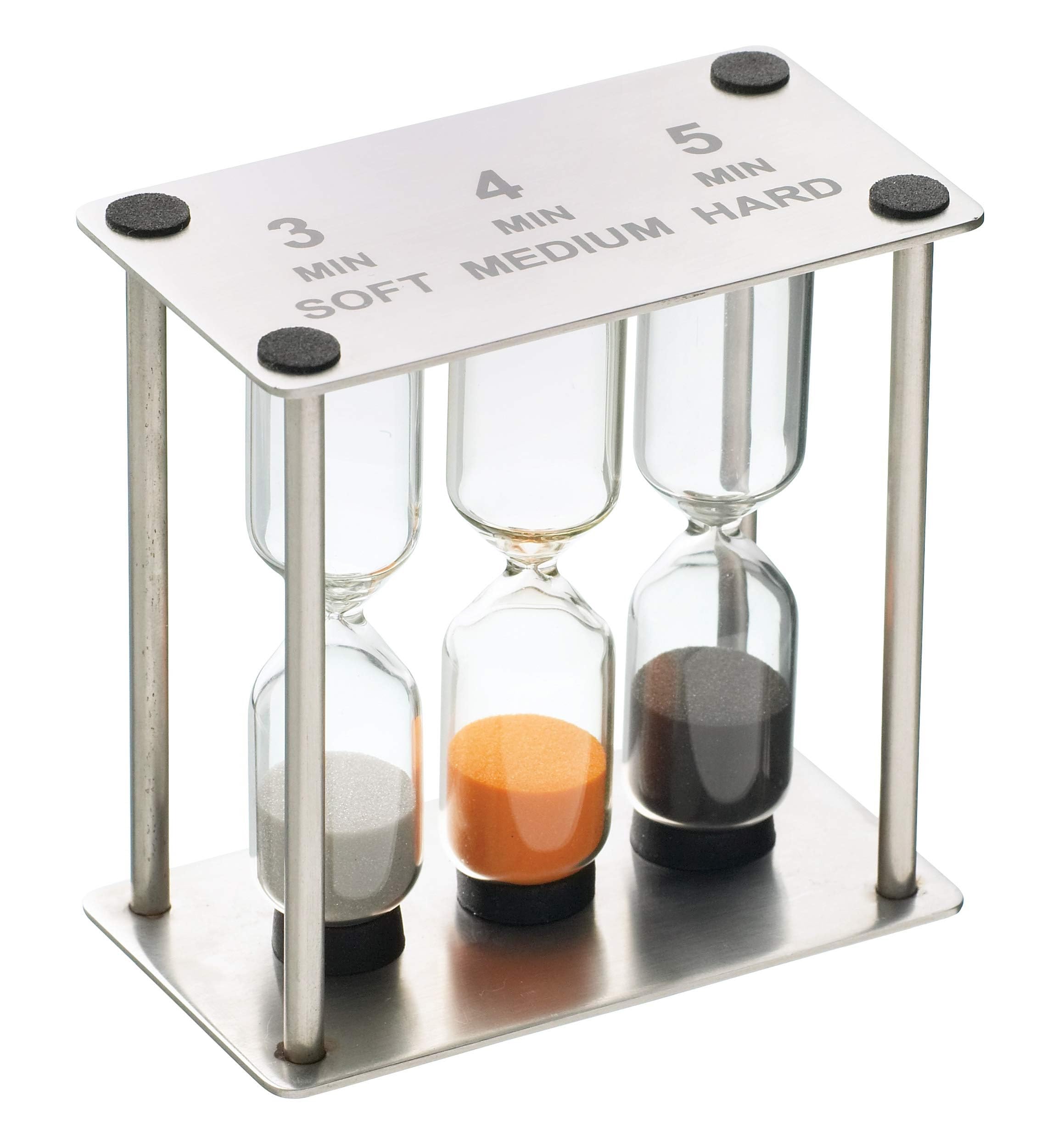 MasterClass Hourglass Triple Sand Timer, Soft Medium Hard-Boiled Eggs, Stainless Steel, 3,4,5 Minutes