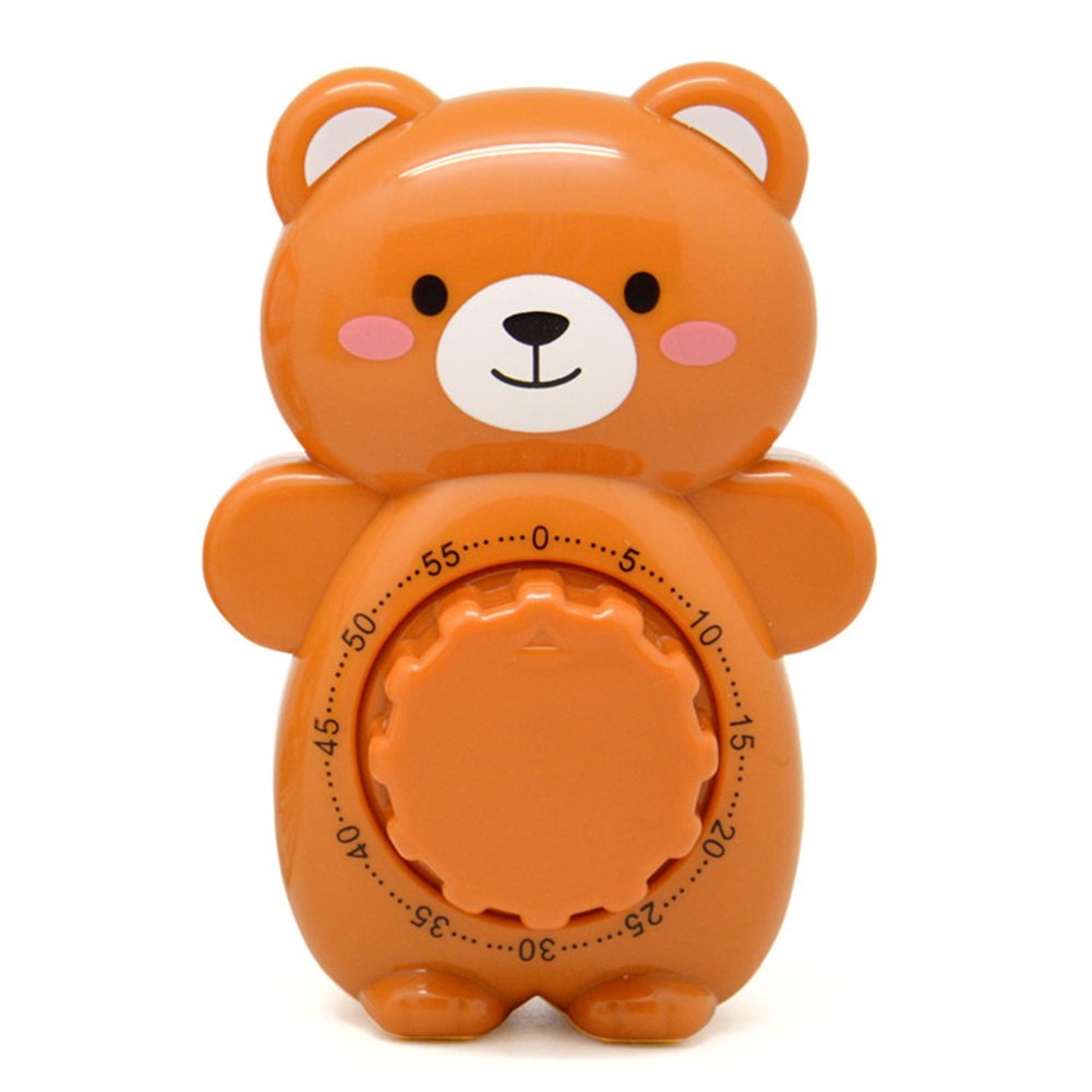 Golandstar Cute Cartoon Bear Timers 60 Minutes Mechanical Kitchen Cooking Timer Clock Loud Alarm Counters Manual Timer (Brown)