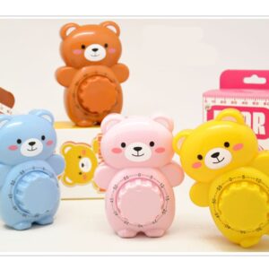 Golandstar Cute Cartoon Bear Timers 60 Minutes Mechanical Kitchen Cooking Timer Clock Loud Alarm Counters Manual Timer (Brown)