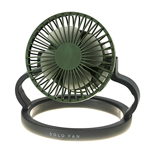 SPICE OF LIFE Circulaire Camping Fan with LED Ring Light - Khaki - 4000 mAh Battery, USB Rechargeable, Magnetic Remote, Auto Timer, Hanging Tent Hook, Removable and Washable Fan Cover