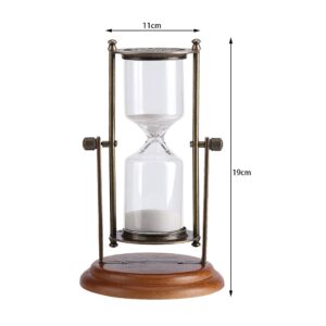 15 Minutes Hourglass Metal Glass Rotating Sand Timer with Wooden Base for Gifts Toy Home Office Desktop Decor