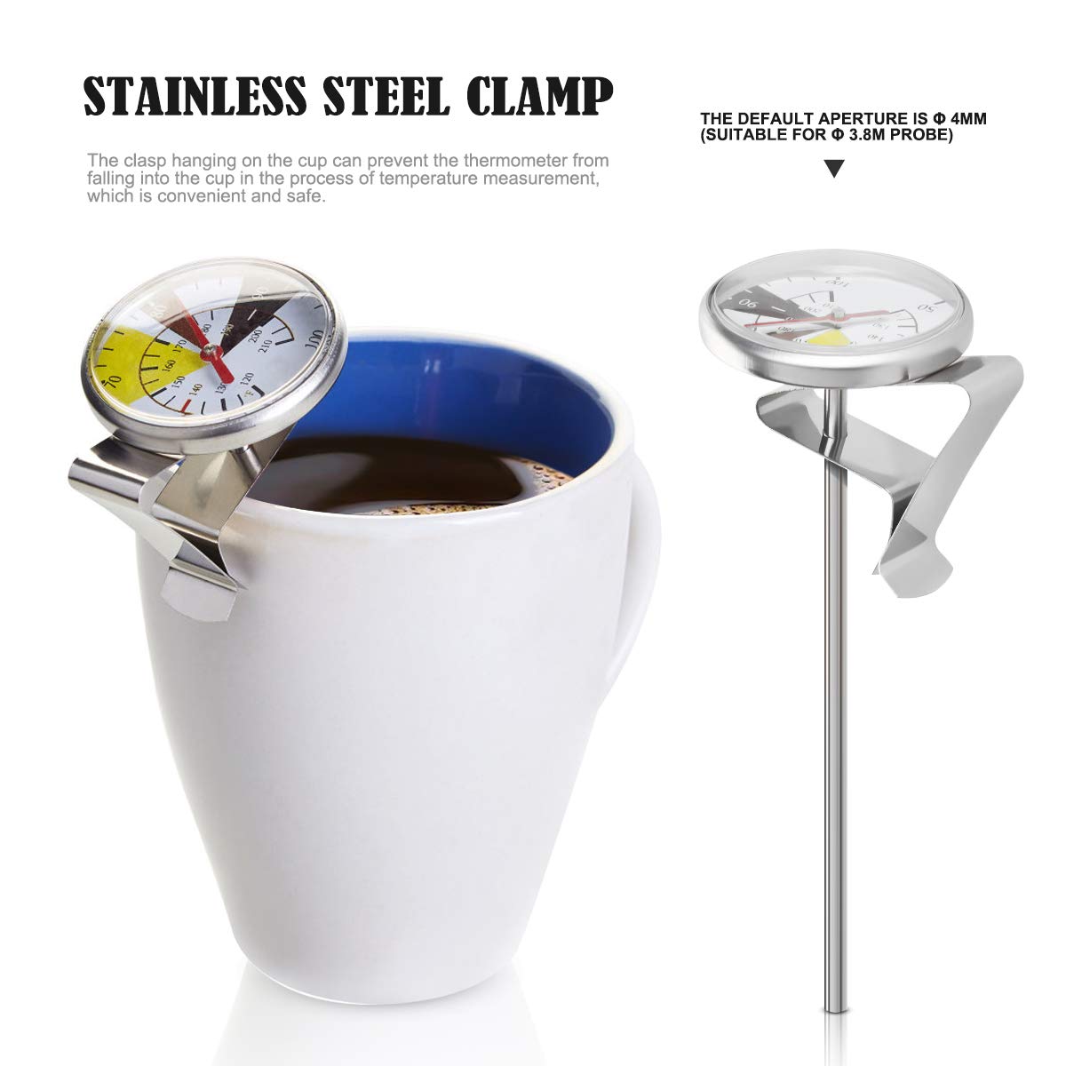 BESTonZON Holder Probe Clip Holder Stainless Steel Kitchen Clamp for Fryer Coffee Pot 2pcs