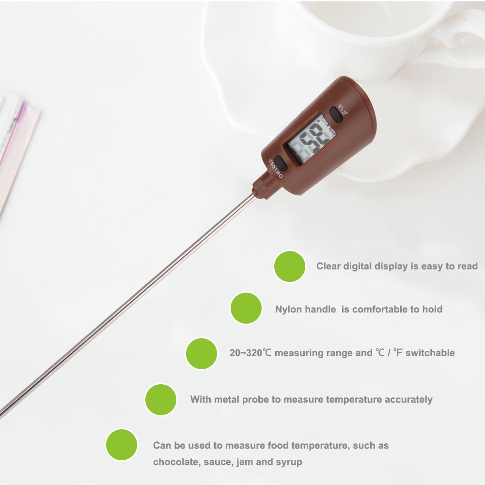 Digital Candy Thermometer, Cooking Thermometers Digital Kitchen Thermometer with Spatula for Chocolate, Sauce, Jam, Syrup, Milk Frothing, BBQ (℃ / ℉)