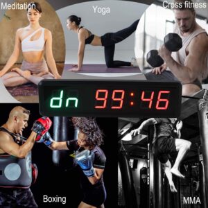 Ledgital Large Workout Clock for Home Gym, 11" Wall Mount Gym Timer Clock with Remote, (1.5-inch Digits, Green+Red)