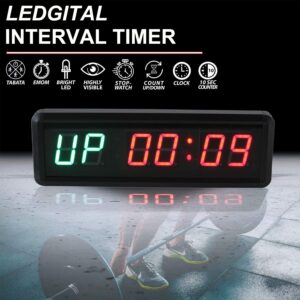 Ledgital Large Workout Clock for Home Gym, 11" Wall Mount Gym Timer Clock with Remote, (1.5-inch Digits, Green+Red)