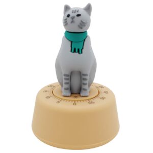 ranvi timer cat shaped time manager mechanical kitchen timer, suitable for kitchen, learning, daily(gray)