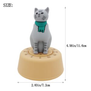 Ranvi Timer Cat Shaped Time Manager Mechanical Kitchen Timer, Suitable for Kitchen, Learning, Daily(Gray)