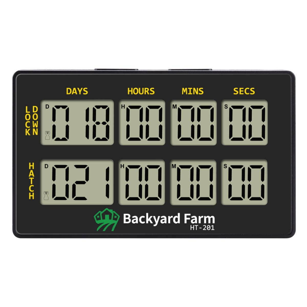 BACKYARD FARM Dual Countdown Egg Incubator Double Timer for Timing Days/Hours/Minutes/Seconds Time Two Events When Incubating & Hatching Chick Quail Bird Duck or Reptile Eggs