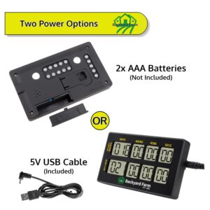 BACKYARD FARM Dual Countdown Egg Incubator Double Timer for Timing Days/Hours/Minutes/Seconds Time Two Events When Incubating & Hatching Chick Quail Bird Duck or Reptile Eggs