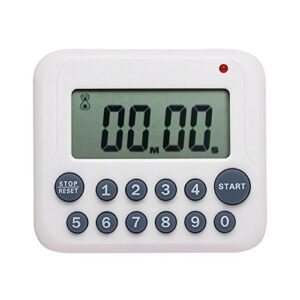 evany digital kitchen timer magnetic countdown up cooking timer clock with magnet back and clip, loud alarm, large display minutes and seconds directly input-white