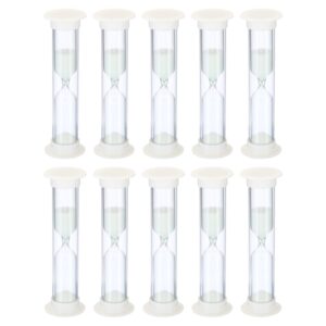 PATIKIL 3 Minute Sand Timer, 10Pcs Small Sandy Clock with Plastic Cover, Count Down Sand Glass for Games, Kitchen, Party Favors DIY Decoration, White