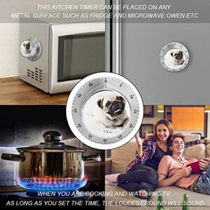 Kitchen Timer Pug Dog Magnetic Countdown Clock for Cooking Teaching Studying