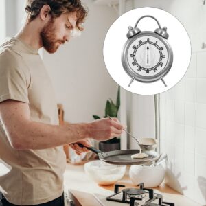 Cabilock Kitchen Timer Alarm Shape Clock Lovely 60 Mins Mechanical Timer with Ring Alert for Cooking Baking Study Classroom (Silver)