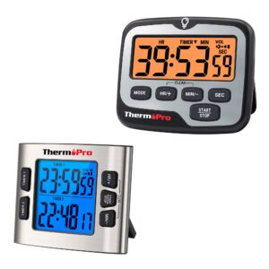 thermopro tm02 digital kitchen timer with dual countdown stop watches timer+thermopro tm01 kitchen timer