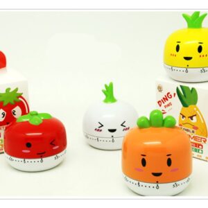 Golandstar Cute Cartoon Vegetables Timers 60 Minutes Mechanical Kitchen Cooking Timer Clock Loud Alarm Counters Mini Size Manual Timer (White - Onion)