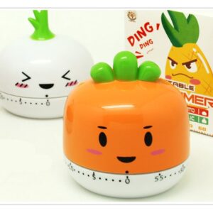 Golandstar Cute Cartoon Vegetables Timers 60 Minutes Mechanical Kitchen Cooking Timer Clock Loud Alarm Counters Mini Size Manual Timer (White - Onion)