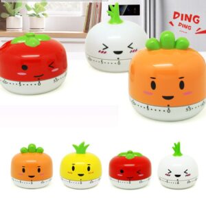 Golandstar Cute Cartoon Vegetables Timers 60 Minutes Mechanical Kitchen Cooking Timer Clock Loud Alarm Counters Mini Size Manual Timer (White - Onion)