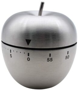 ranvi kitchen timer, apple-shaped stainless steel mechanical rotating timer, 60 minutes cooking