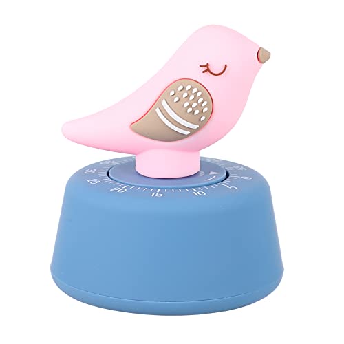 SOLUSTRE Mechanical Bird Kitchen Timer Wind Up 60 Minutes Timer Rotating Kitchen Cooking Timer Cute Time Management Tool Pink