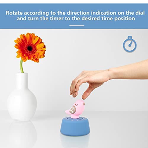 SOLUSTRE Mechanical Bird Kitchen Timer Wind Up 60 Minutes Timer Rotating Kitchen Cooking Timer Cute Time Management Tool Pink