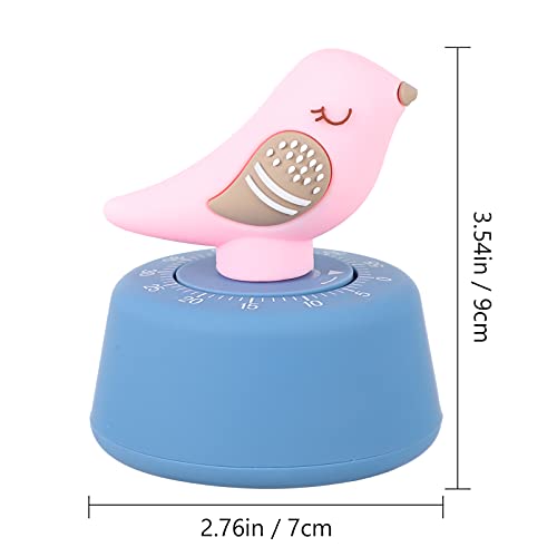 SOLUSTRE Mechanical Bird Kitchen Timer Wind Up 60 Minutes Timer Rotating Kitchen Cooking Timer Cute Time Management Tool Pink