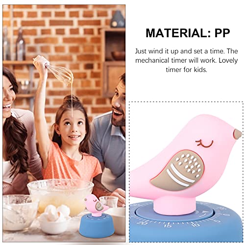 SOLUSTRE Mechanical Bird Kitchen Timer Wind Up 60 Minutes Timer Rotating Kitchen Cooking Timer Cute Time Management Tool Pink